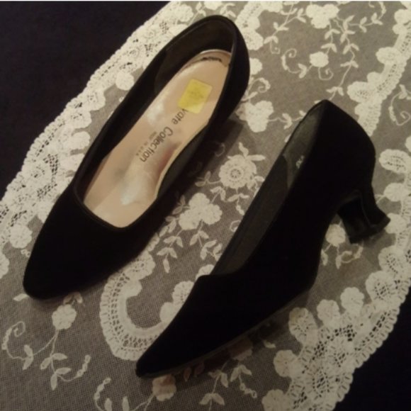 PRIVATE COLLECTION ♡ Absolutely Gorgeous EXPRESSO Black Velvet Heels 5.5B - Picture 6 of 17